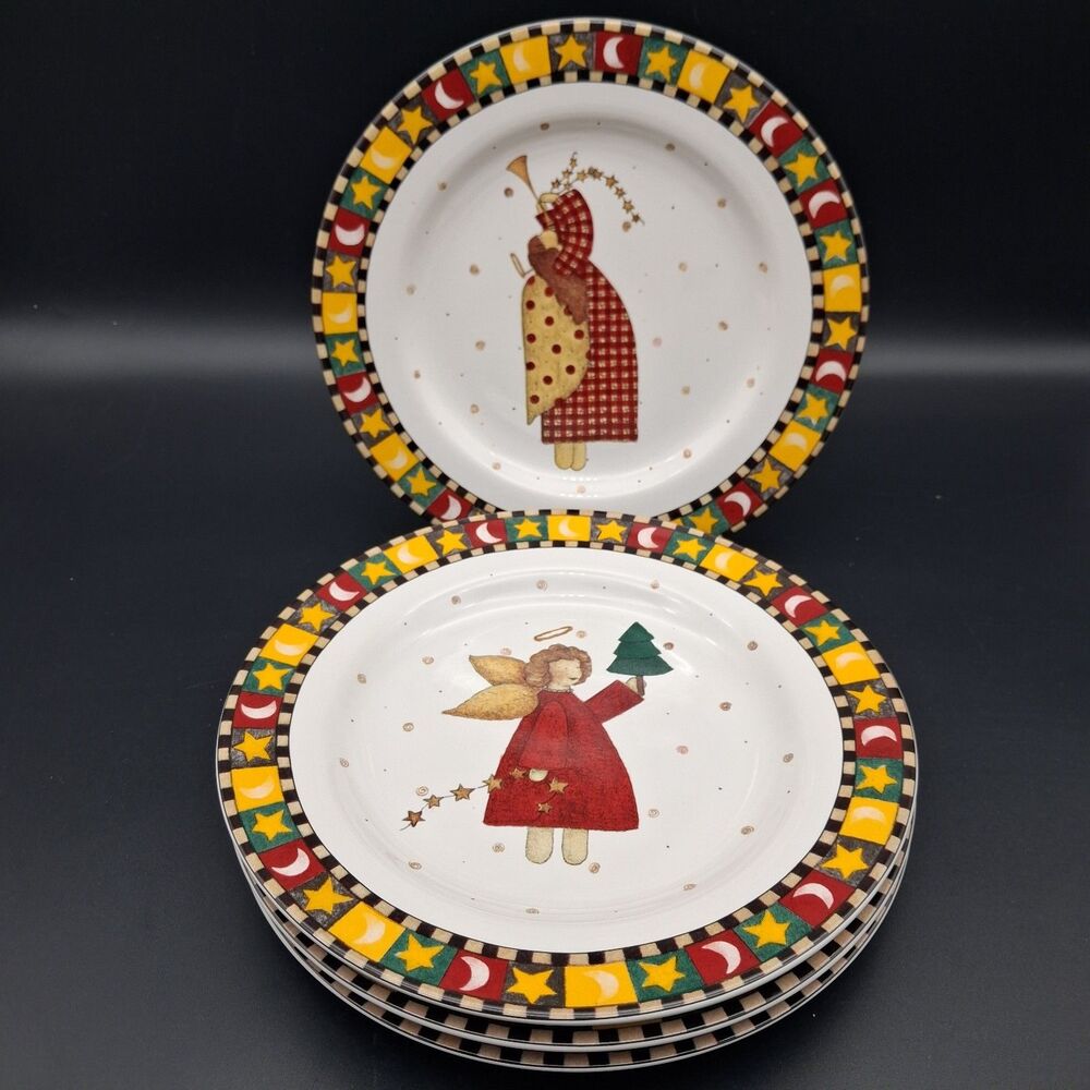 Sakura Debbie Mumm Gathering of Angels Plates 8" Sakura Stoneware Set of 4